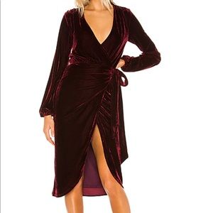 Lovers + Friends burgundy velvet midi dress